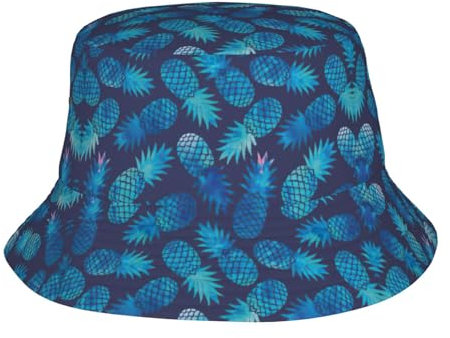 Blauer Ananas-Fischerhut: faltbar, verformt sich nicht, perfekt für den Freizeiturlaub, Blaue Ananas, Einheitsgr��e