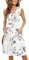 MOLERANI Blumen Weißes Kleid für Damen, Sommer, ärmellos, plissiert, mit Knöpfen, Swing-Freizeitkleid mit Tasche (Blumen Weiß, M)