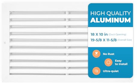 Air 360 Rejilla de ventilación de retorno – Rejilla de transferencia de 18 x 10 pulgadas – Diseño de aluminio duradero a prueba de óxido – Flujo de aire óptimo – Ventilación de pared de bajo ruido