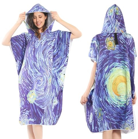 Handtuch-Poncho für Herren Damen, Microfaser Surf Poncho Handtuch mit Kapuze Bademantel, Surf Poncho Mikrofaser Handtuch Poncho Robe, für Erwachsene Kinder Strand Surfen Schwimmbad Urlaub Reise (B)