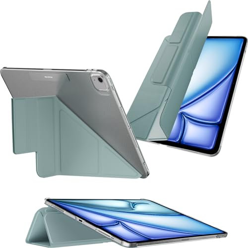MAGEASY Schutzhülle für 2025 M3 & 2024 M2 iPad Air 13 Zoll – Folio-Schutzhülle mit Multi-Winkel-Ständer, Apple Pencil Halter, schmutzabweisend – Facette | Exquisites Blau