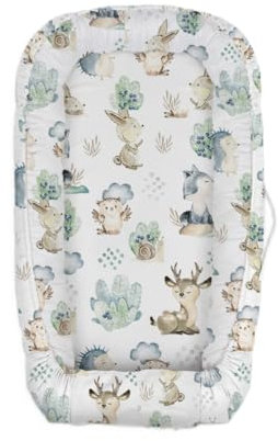 Babynestchen Waldwelt - 80x45cm - Warmer Baby Nestchen für Babybett - Schlafnest fürs Schlafen - Bettnestchen Babys Kokon Kuschelnest