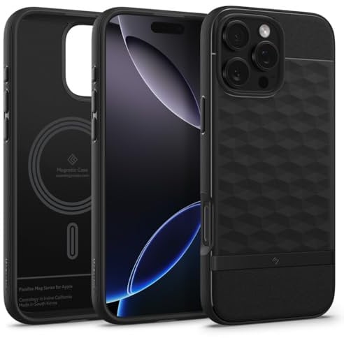 Caseology Parallax Mag for iPhone 16 Pro Case [Ergonomic 3D Hexa Cube] Magnetic Military Grade Drop Protection Case Cover for iPhone 16 Pro - Matte Black