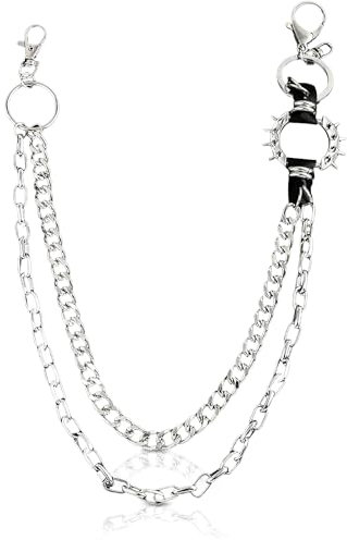 Hosenkette, Doppelschicht Hosen Kette Punk Jeans Ketten Wallet Chain Hip Hop Gothic Gürtel Rock Gothic Accessoires für Herren Damen