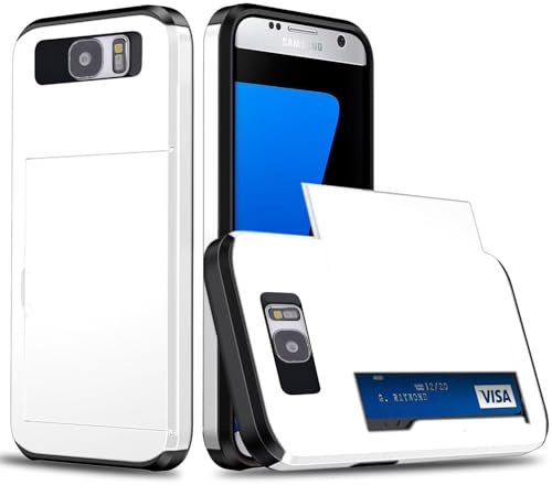 Beajew Handyhülle für Samsung Galaxy S7 Edge Case Silikon, mit Kartenfach Silikon TPU Handyhülle Dünn Weiche Stoßfest Flexibel Handy Tasche Bumper Brieftasche Case, Weiß