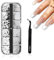 1Schachtel/12Raster Nail Art Strasssteine,Weiße Perlen für Frauen Acryl Nagel Dekorationen Design Für Nägel Halbrunde Perlenkugeln Nail Charms Klein Edelstahl-Perlen Caviar Beads Weiße Flatback-Perlen