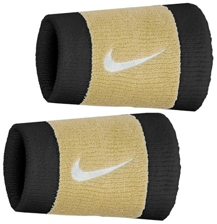 Coppia Polsini Tennis lunghi NIKE Swoosh Double Wide più colori (BLACK/TEAM GOLD/WHITE)