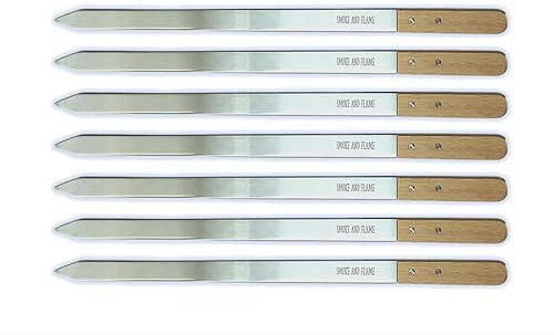 7 Extra Wide Skewers 23-Inch Long,1 inch Wide BBQ Skewers Large 60cm 23mm Stainless Steel Kebab Skewers,Metal Skewers for Koobideh/Persian/Armenian/Turkish Style BBQ