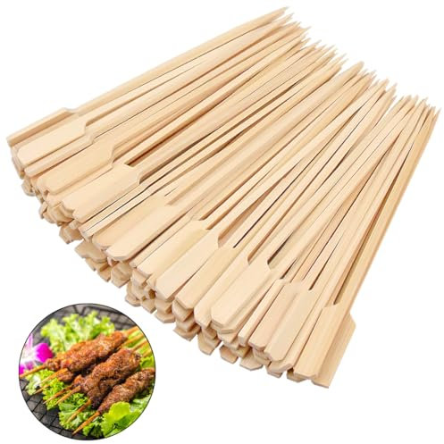 Gudalea Lot de 100 brochettes en bois de bambou de 12 cm pour barbecue, cocktails, buffets, fruits, hamburgers (12 cm)