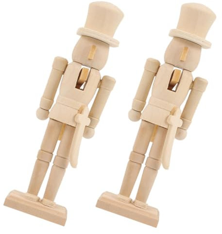 Toyvian 2pièces Figurines de Casse-noisette Bois Brut à Peindre Soldats de Casse-noisette Décoration de Noël Soi-même