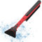 AUPROTEC Auto Schneebesen mit Eiskratzer 2in1 Abnehmbarer Scheibenkratzer, aus robustem ABS, Schwarz-Rot