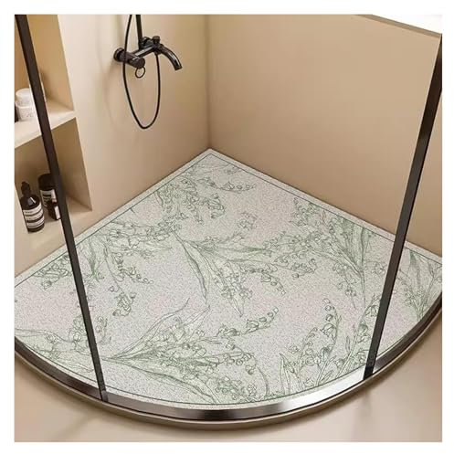 MMDXDLX Tappetino da Doccia Curvo Tappetino da Bagno Curvo for Doccia ad Angolo, Tappetino for Doccia for Camper in luffa in PVC ad Asciugatura Rapida(C,90x90cm(36x36inch))