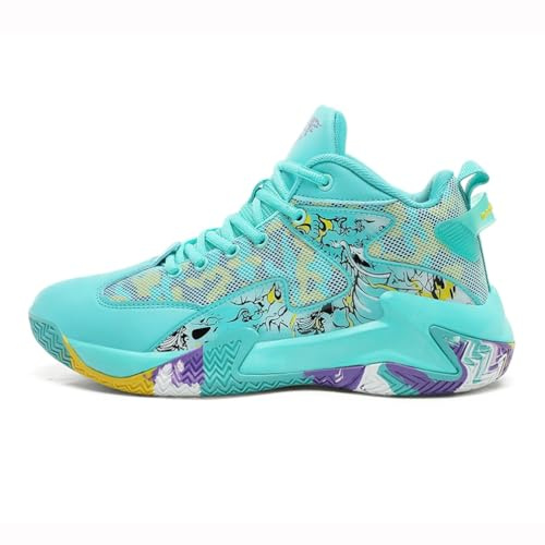 IFIKK Herren Basketballschuhe Atmungsaktive Turnschuhe Damen Basketballschuhe Street Basketball Stiefel (AF001,42)