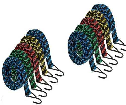 Lot de 10 tendeurs élastiques avec crochets, robustes de 2 m de long, résistants aux intempéries et aux UV, sangles élastiques antidérapantes pour sécuriser bâches, bagages, tentes, vélos, meubles de