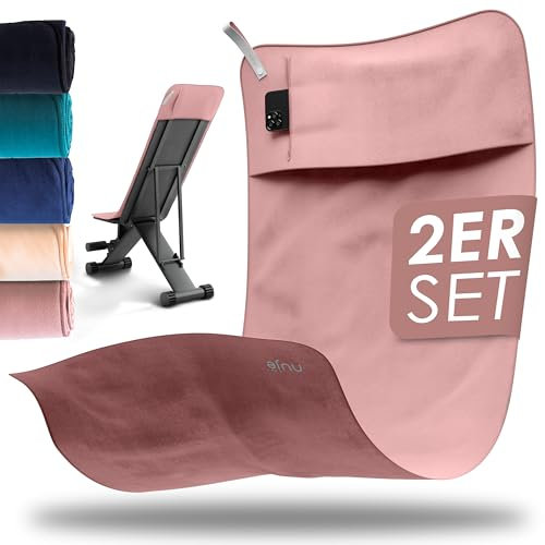nujë Fitness Handtuch mit Tasche Microfaser 2er Set I MIT Geschenkverpackung I Fitnesshandtücher I Extra groß & mit Umschlag I Sporthandtücher I Gym Towel Set