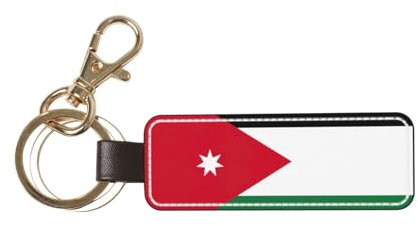 HUIKGIER Exquisiter Leder-Schlüsselanhänger mit jordanischer Flagge, erkennbares Design, für den täglichen Gebrauch, Geschenk aus Leder, weiß, One size