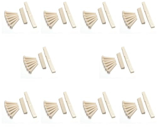 Gvvsjgdbis 60 Bridge Pins + Saddle + Bridge Saddle Bone/Bone Acoustic Guitar White