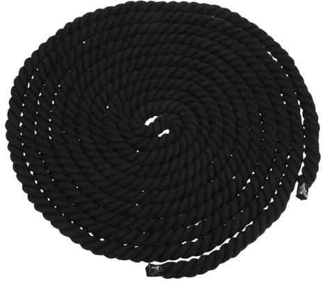 sourcing map 20mm x 32.8 Feet Black Cotton Rope,3 Strand Clothes Line Outdoors,Twisted Braided Thick Macrame Cord for DIY Wall Hanging Plant Hanger Knotting Clothesline