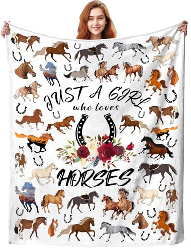 ZABAOBO Horse Blanket Equestrian Gifts for Girls Women,Horses Stuff Animals Throw Blankets,Horses Themed Gift for Horse Lovers 50X40INCH
