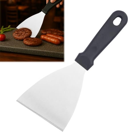 Huybaa Espátula Triangular Profesional de Acero Inoxidable para Cocina, Rasqueta de Panadero, 24.5 x 9.8 cm