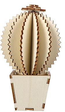 Angoily 1 Satz Hölzerne Kaktus -Ornamente klein drinnen handgefertigt Schrullige Wohnkultur Zimmerpflanze basteln puzzlekleber bastelset Puzzlematte gefälschte Pflanze Dekoration aus Holz