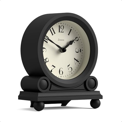 JONES CLOCKS® Maida Vale Kaminsimsuhr | Kleine traditionelle schreibtischuhr | Schwarz | Hübsch und charmant, ideal für kaminsims, bücherregal oder am Bett
