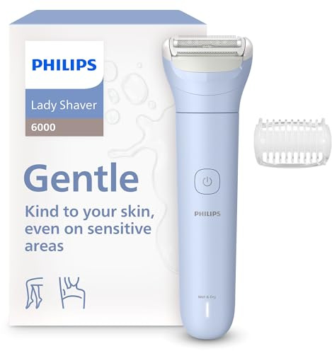 Philips Lady Shaver Serie 6000 - Rasoio senza filo, Wet & Dry, sistema di rasatura a 3 lame, per corpo e gambe, 80 minuti di utilizzo, modello BRL127/00
