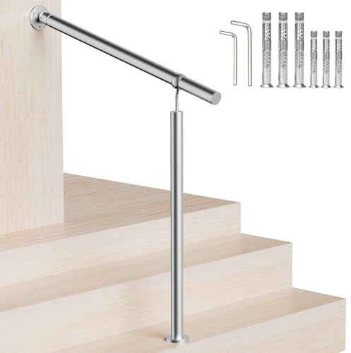 NArra Stainless Steel Handrail Outdoor Steps Hand Rail for 2-3 Steps,100cm | Adjustable Hand Rail Kit,250kg Load Transitional Support Railing,Porch,Garden,Deck Safety Stair Rails For Kid,Senior,Pregnant
