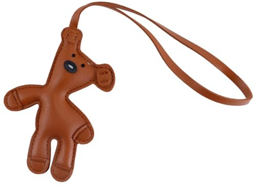 Durlo Brauner Bär Taschenanhänger, PU Teddybär Schlüsselanhänger, Süßes Zubehör für Taschen, Schlüssel, Autos, Geldbörse