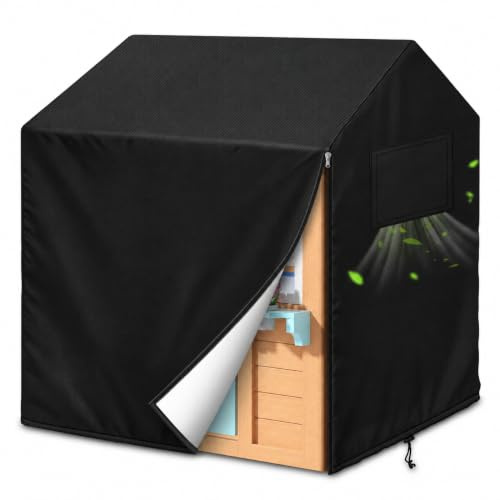Funda Casita Infantil Exterior para Teatros De Madera Infantil Interiores y Exteriores 600D Impermeable Resistente al Viento UV, Fácil De Poner con Cremallera Lateral (L145xW145xH160cm)