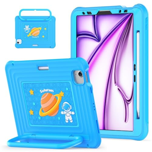 Funda compatible con iPad Air (4ª generación) 10.9 2020 (color: azul claro) funda rígida de silicona rígida con correa para el hombro