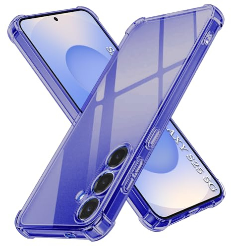 Techsuit für Samsung Galaxy S25 Hülle mit Soft Touch, Vergilbungsfrei Material, Stoßfest, Luftkissen Ecken, Erhöhte Kanten, Kabelloses Laden Kompatibel, Shockproof Clear Silicone, Rauchschwarz