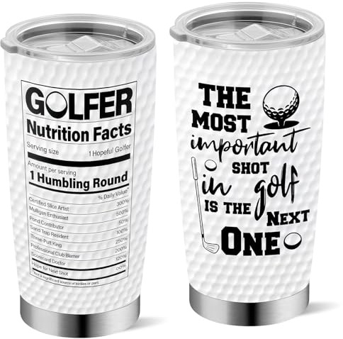 Gifts for Golfers - Funny Golf Ideas for Men Dad Husband Boyfriend Grandpa - 20oz Insulated Stainless Steel Golf Coffee Travel Mug Tumbler Cup - Birthday Valentine Fathers Day White Elephant Christmas