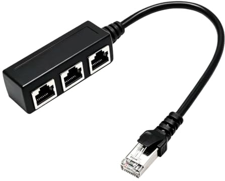 Adaptador Ethernet Splitter RJ45 (1 Macho a 3 Hembras) | Duplicador y Distribuidor de Red, Compatible Cat5, Cat6, Cat7, Para Router, PC, TV, Ideal para Oficina