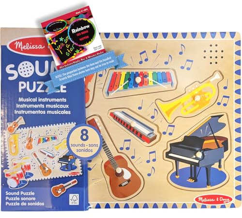 Musical Instruments Theme Sound Puzzle + FREE Melissa & Doug Scratch Art Mini-Pad Bundle [07320]