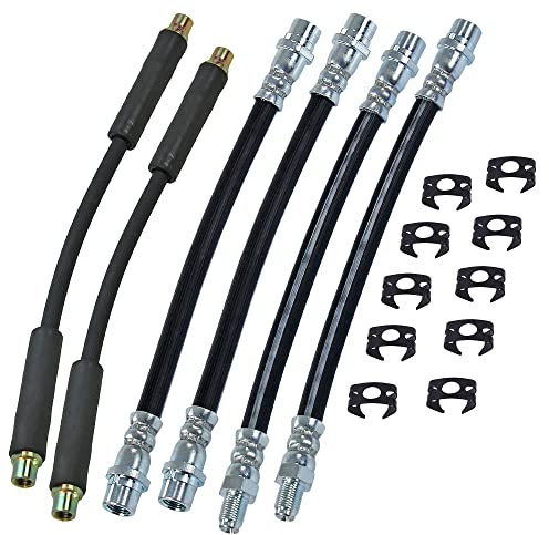 BESTPRICE 6x Bremsschlauch vorne & hinten, inkl. Haltefeder Kompatibel mit A udi A4 B5 Avant (8D5), A4 B5 (8D2)