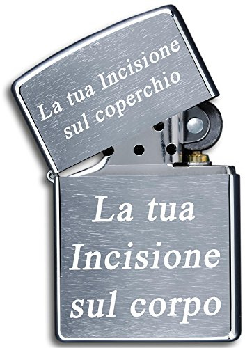 Zippo originale con inciso il testo | cromato spazzolato , chrome brushed