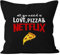 MoonWorks Kissen-Bezug All You Need is Love, Pizza and Netflix Kissen-Hülle Deko-Kissen Baumwolle schwarz Unisize