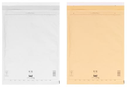 officeking 100 Luftpolstertaschen K/10 | 370 x 480 mm (50 Stück in Braun und 50 Stück in Weiß) - Luftpolster Verpackung Polsterumschläge Briefumschläge gepolstert