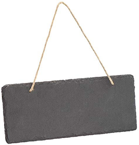 LAUBLUST Schiefer Memo-Tafel zum Beschriften - 25x10cm, Anthrazit - Dekorative Schieferplatte mit Halteseil als Namensschild | Wandtafel | Haustür-Schild | Küchen-Tafel | Geschenkidee zum Einzug