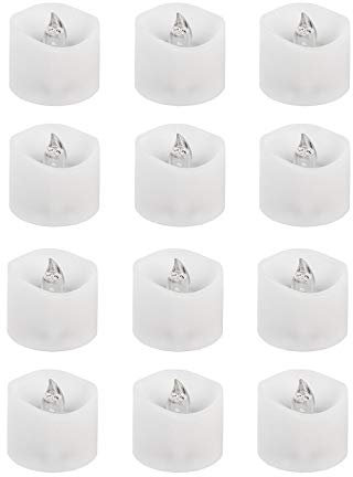 LED-Teelichter | LED-Kerzen | Ø 3,6cm | 3,2 cm hoch | warmweiß | mit Timer-Funktion (6 Stunden AN | 18 Stunden AUS) | 12 Stück