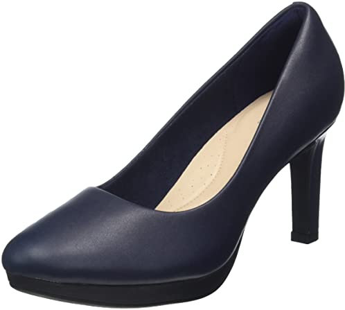 Clarks Women's Ambyr Joy Pump, Navy Leather, 5 UK