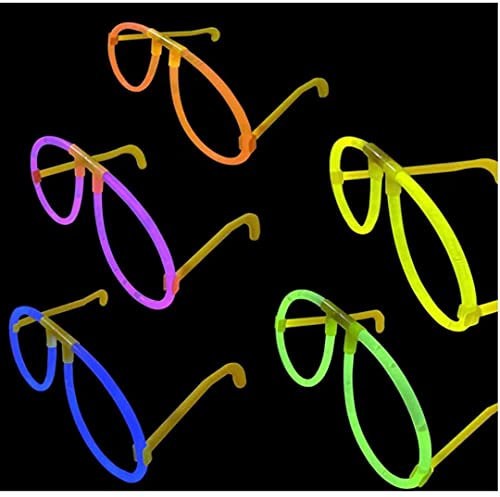 VIROSA 10 Pack Glow in the Dark Rave Party Glasses | 8 Glow Party Supplies in 5 Bright Neon Colours | Light-Up Glowstick Shades for Birthdays, Festivals, Christmas, Halloween, and Neon-Themed Events