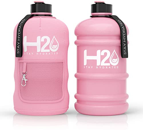 H2O Bottles - 2,2 Liter Wasserflasche – extra starkes Flex-Material – sturzsichere, Pop-isolierte Hülle – 2,2 l große Sportflasche, BPA-frei
