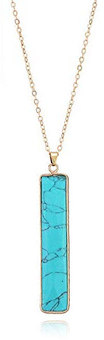Lange Bar Stein Halskette Goldkette Vertikal Einzigartige Pullover Halskette für Frauen Bar Zarte Naturstein Anhänger-Türkis