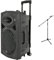 QTX | Rechargeable Battery 12 Portable PA Speaker System 400W,Complete With 2xWireless Mics, Media Player with Wireless Remote Aux, USB & SD card Inputs & Tiger MCA68-BK Microphone Boom Stand - Black