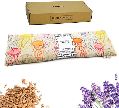 Wärmekissen für Hals und Halswirbel (42 x 12 cm) - Nackenstützkissen für Samen - Körnerkissen Mikrowelle - Wärmekissen - Weizen und Lavendel