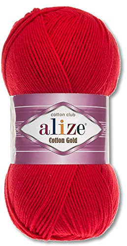 Alize 100 g Cotton Gold Premium Wolle in 59 Sommerwolle Garn Stricken Amigurumi (56 | Rot)