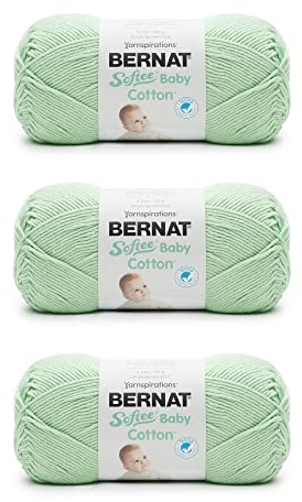 Bernat Softee Baby-Baumwoll-Jade-Frostgarn, 3 Packungen mit 120 g, Mischgewebe, 3 DK (leicht) – 220 m – Stricken/Häkeln