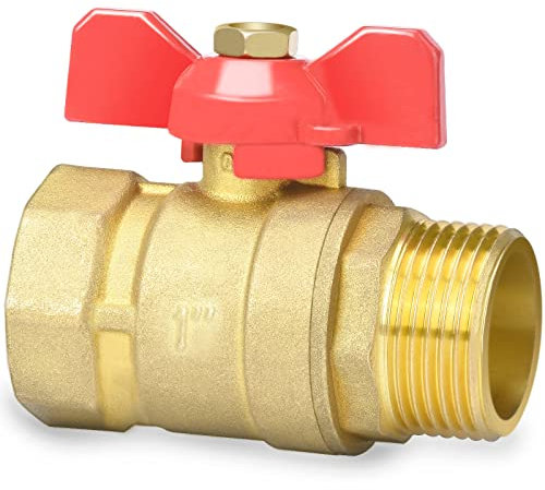Noosverl kugelhahn 1 zoll, Wasser absperrhahn 1 zoll mit Flügelgriff,1“ kugelhahn IG/AG DN25 PN16,für Wasserleitungen/Wasserhahn